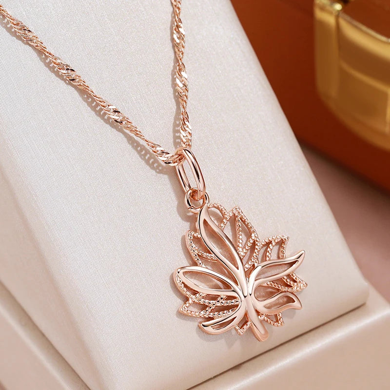 Maple Leaf Pendant 585 Plated Gold Color Fashion  Necklace