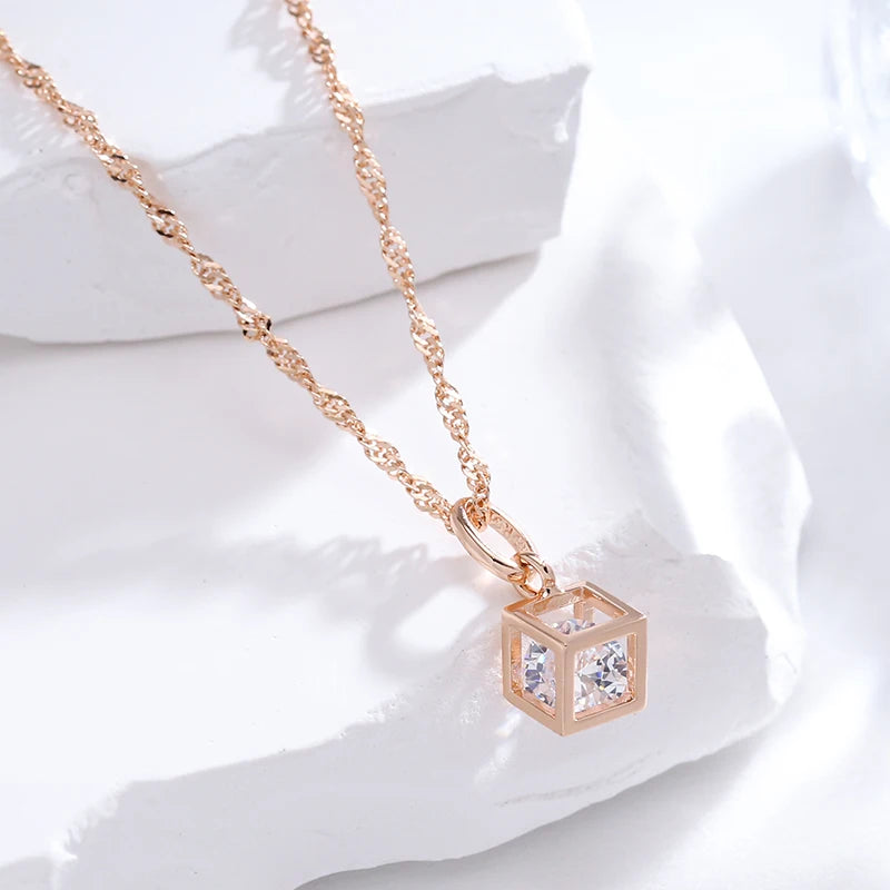 Simple Hollow Square Pendant Necklace