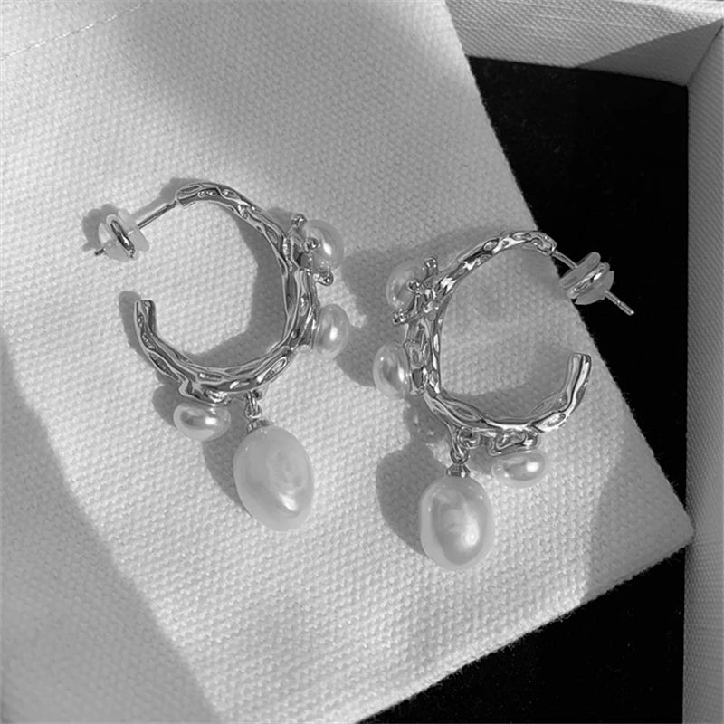 Vintage Baroque Pearl Pendant Women's Earrings