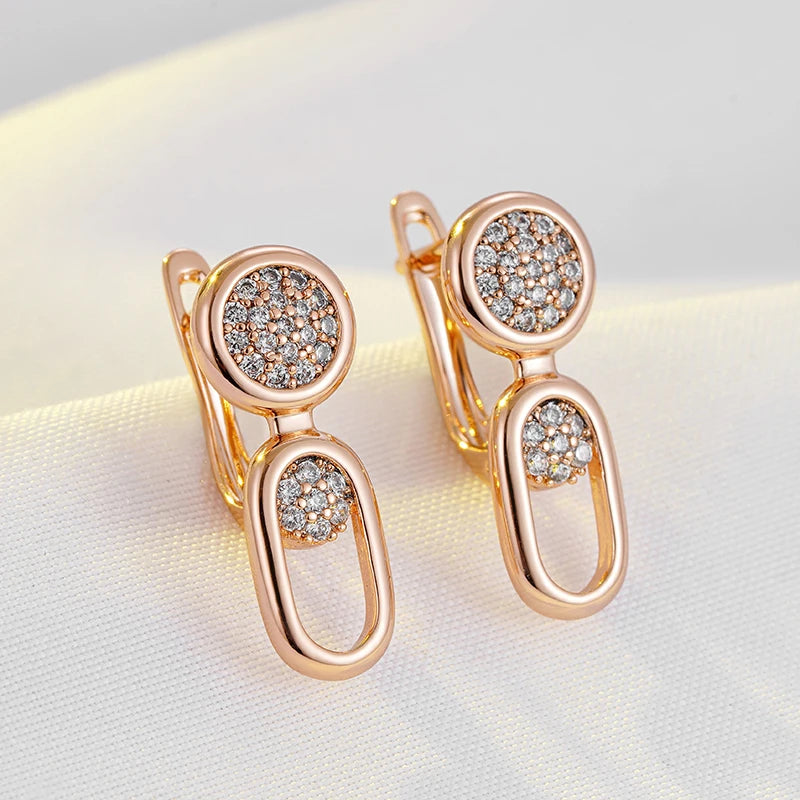 Rose Gold Geometric Drop Earrings\