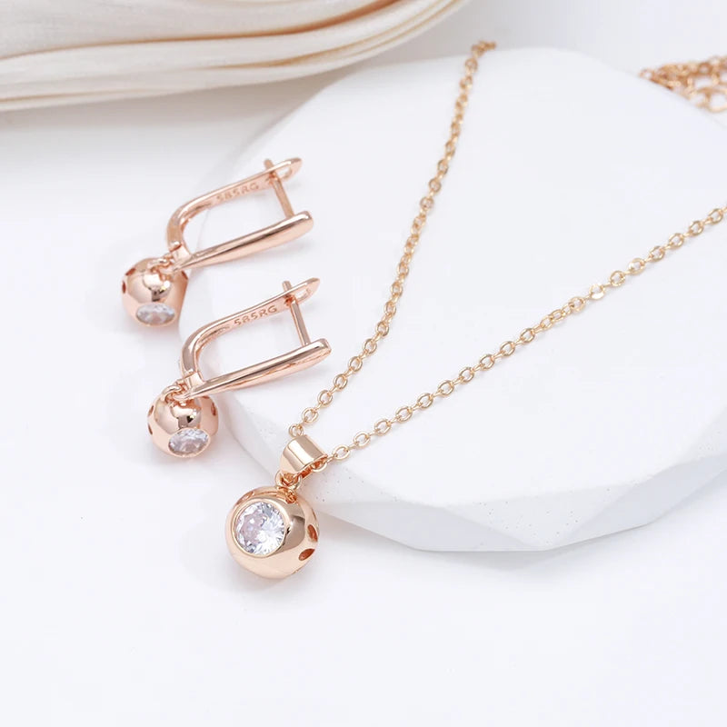 Fashion 585 Rose Gold Color Jewelry Set