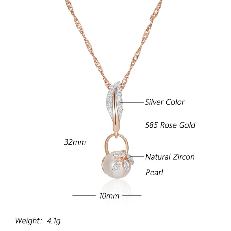 Crystal Flower Pearl Pendant Necklace