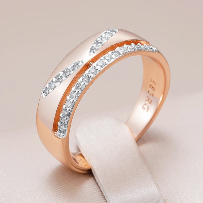 Luxury Shiny Natural Zircon Bridal Wedding Rings