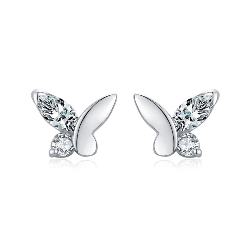 925 Sterling Silver Cute Butterfly Stud Earrings