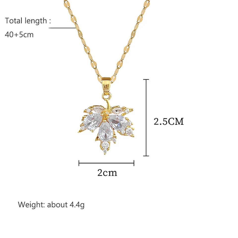 Luxury Shiny Zircon Maple Leaf Jewelry Set