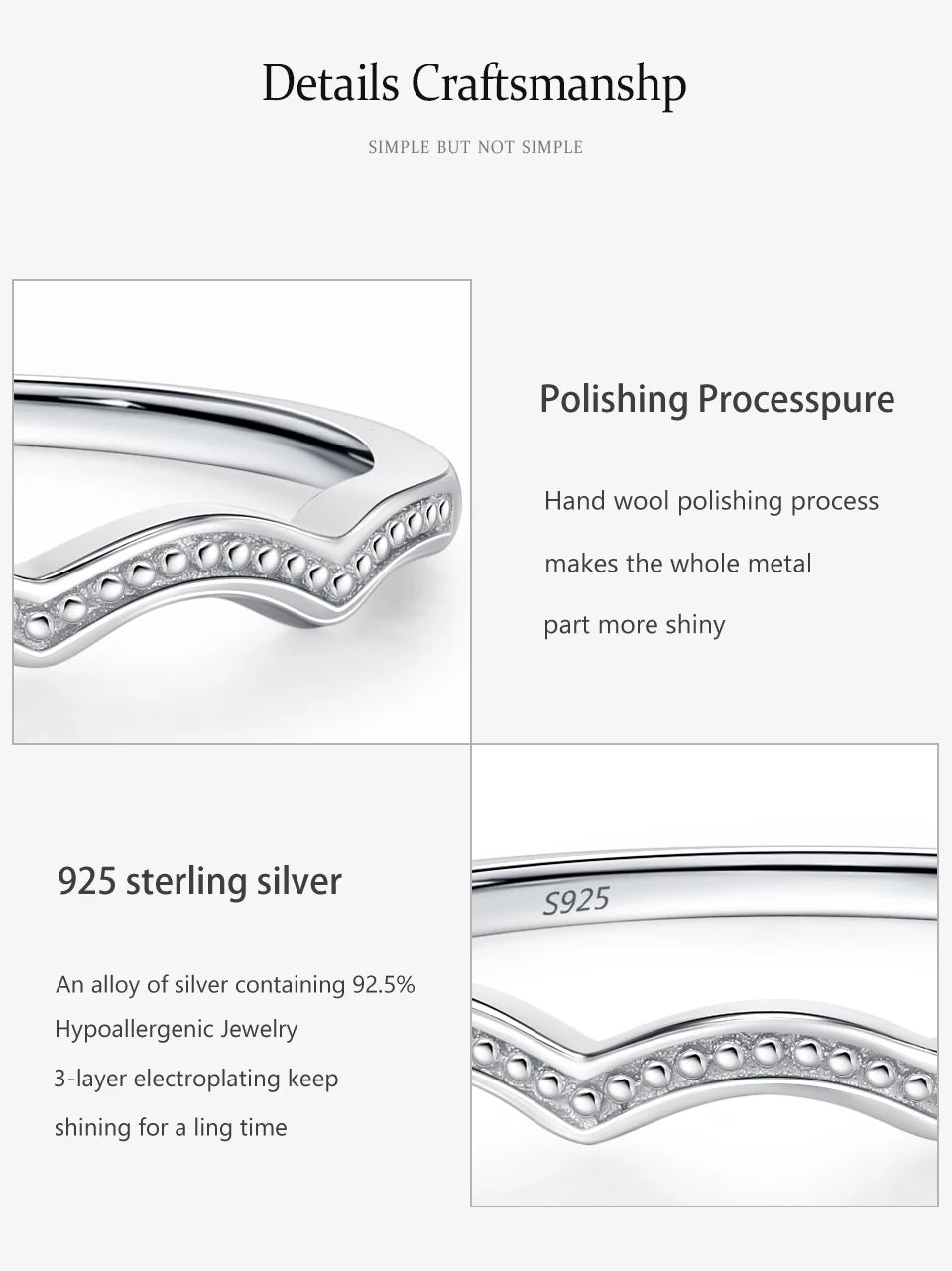 925 Sterling Silver Wave Stacking Rings