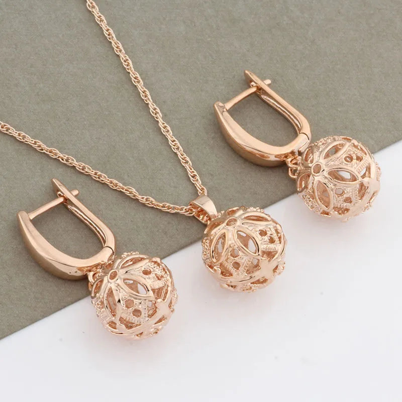 Classic 585 Rose Gold Color Jewelry Set