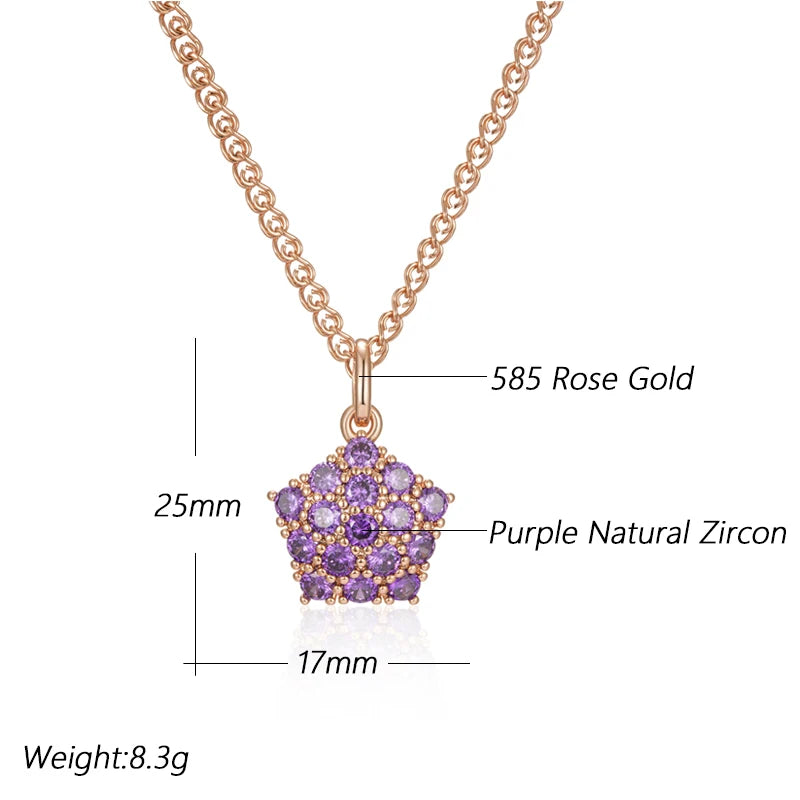 Shiny Purple Natural Zircon Pendant Necklace