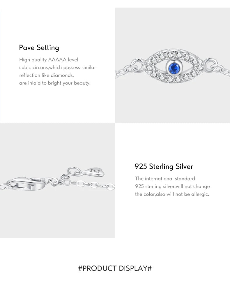 925 Sterling Silver Delicate Lucky Blue Eye Bracelet