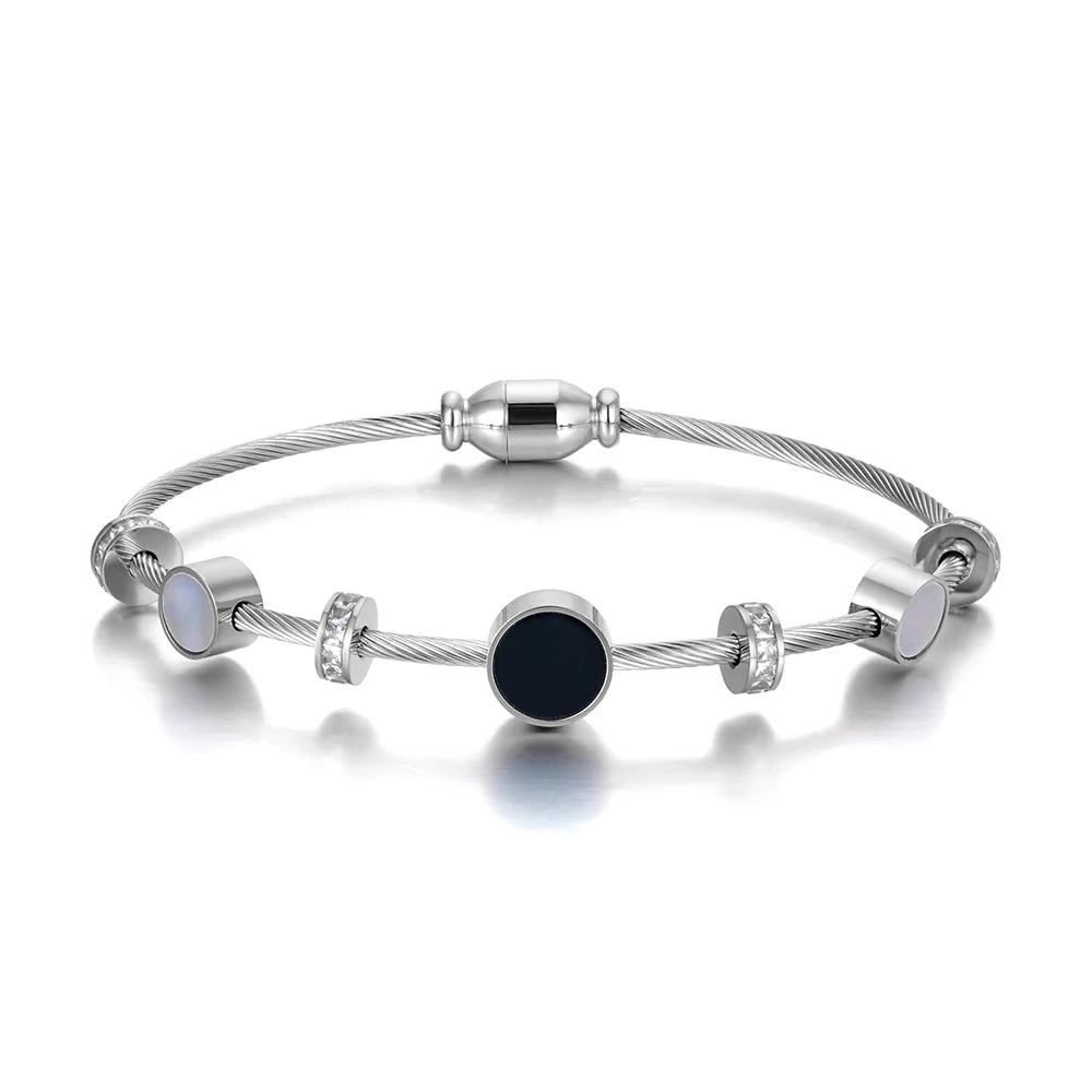 Trendy Black/White Shell Charm Bracelets