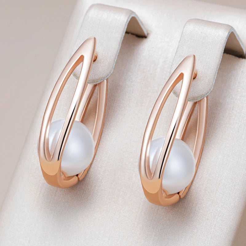 Glossy Pearl Dangle Earrings