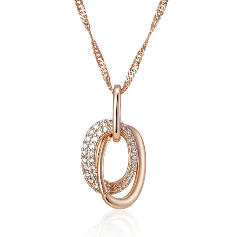 Fashion Double Hoop Zircon Pendant And Necklace