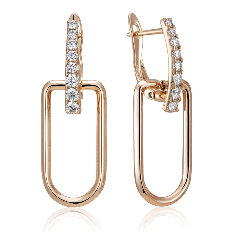 Rose Gold Color Glossy Hollow Square Drop Earring