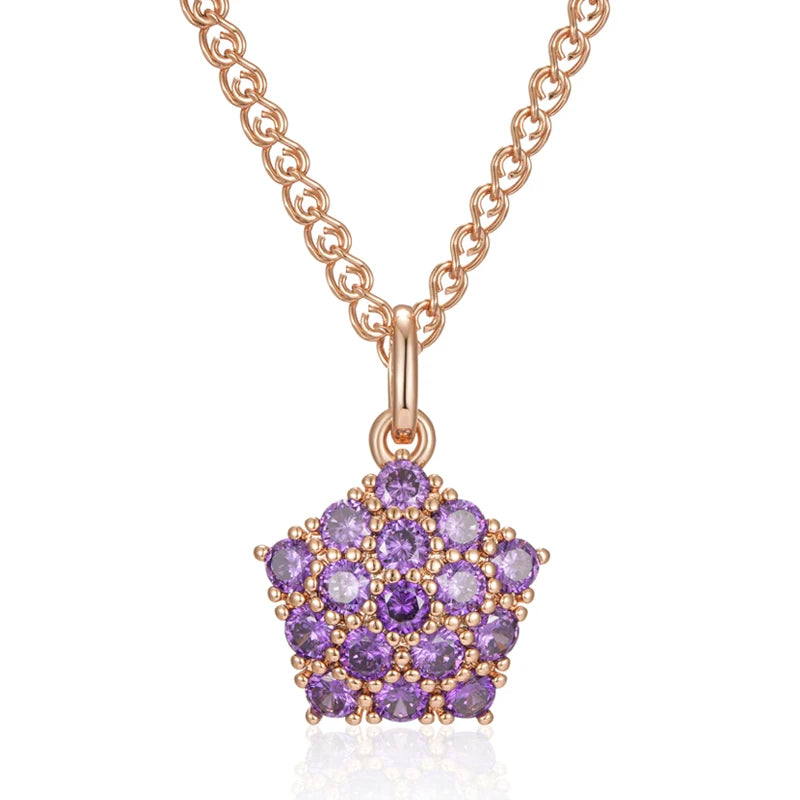 Shiny Purple Natural Zircon Pendant Necklace