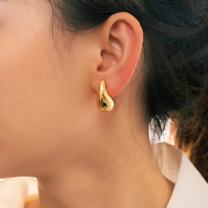 Gold Color Water Drop Stud Earring