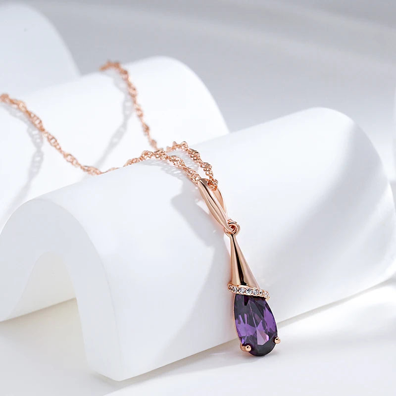 Fashion 585 Rose Gold Color Long Pendant Necklace