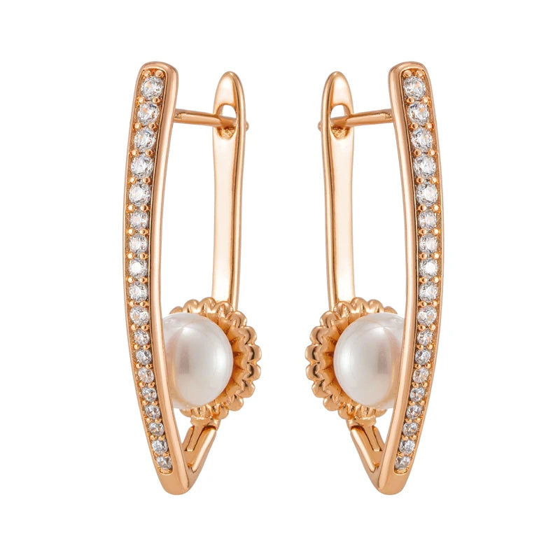 Luxury Long V Shape Pearl Drop Earrings