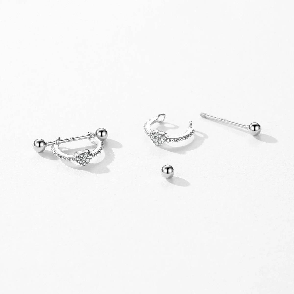 925 Sterling Silver Simple Hearts Earrings