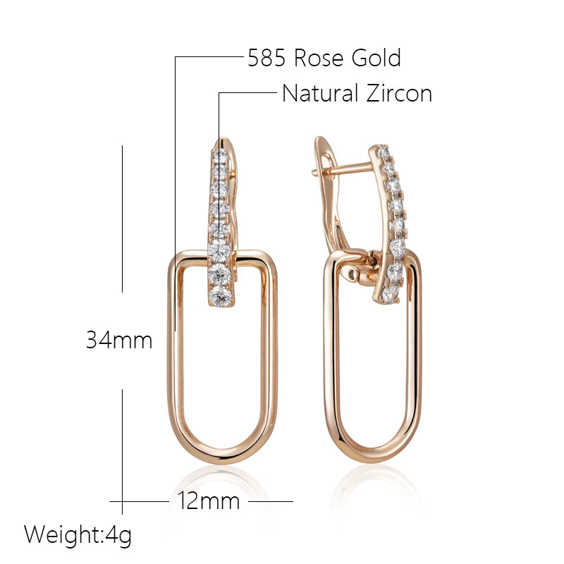 Rose Gold Color Glossy Hollow Square Drop Earring