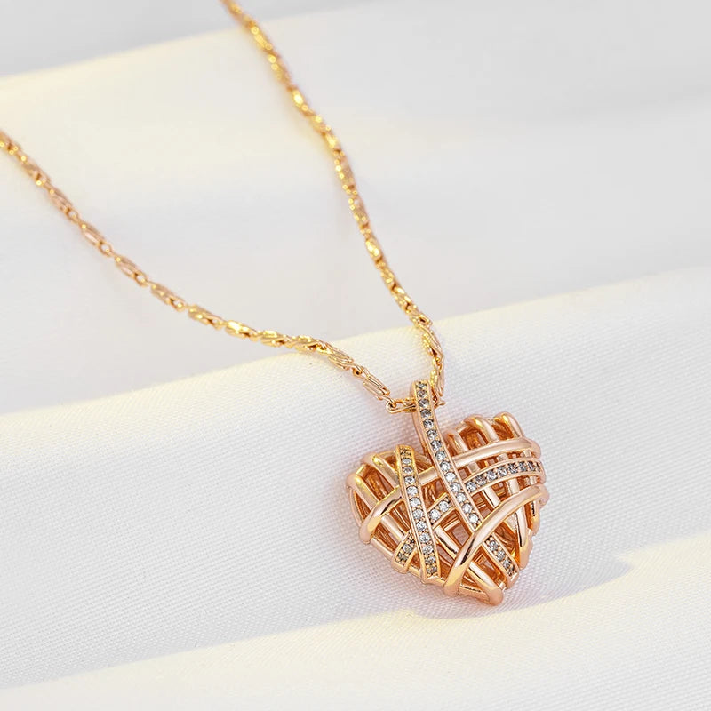 Unique Hollow Heart Pendant Necklace