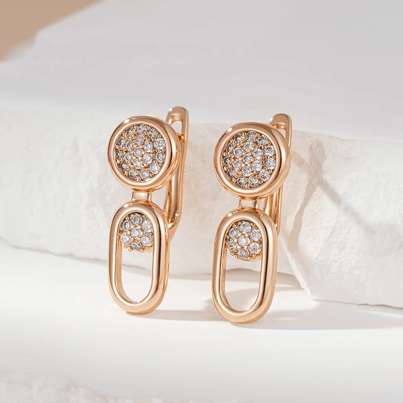 Rose Gold Geometric Drop Earrings\