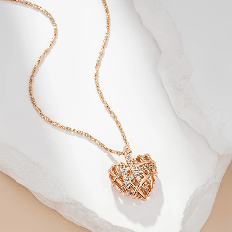 Unique Hollow Heart Pendant Necklace