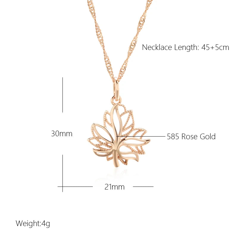 Maple Leaf Pendant 585 Plated Gold Color Fashion  Necklace