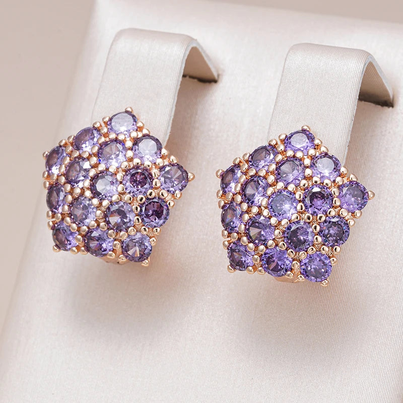 Shiny Purple Natural Zircon Drop Earrings