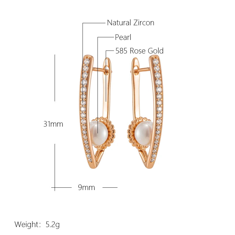 Luxury Long V Shape Pearl Drop Earrings