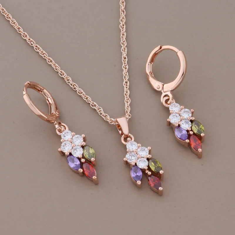 High Quality Rose Gold Color Jewelry Set