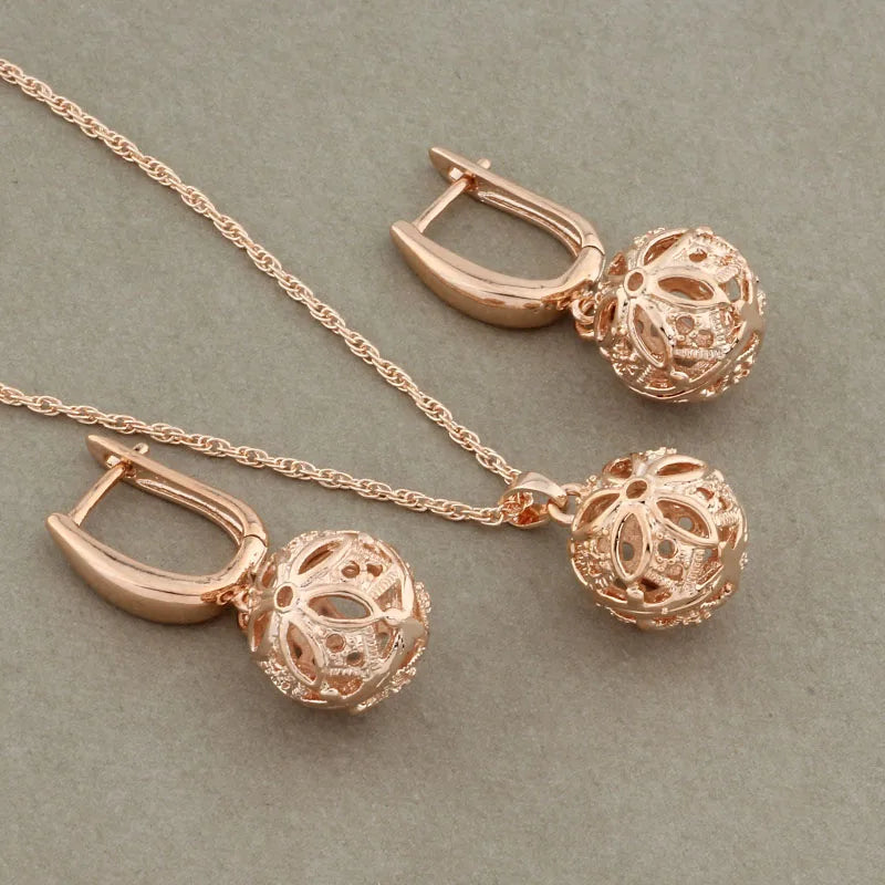 Classic 585 Rose Gold Color Jewelry Set