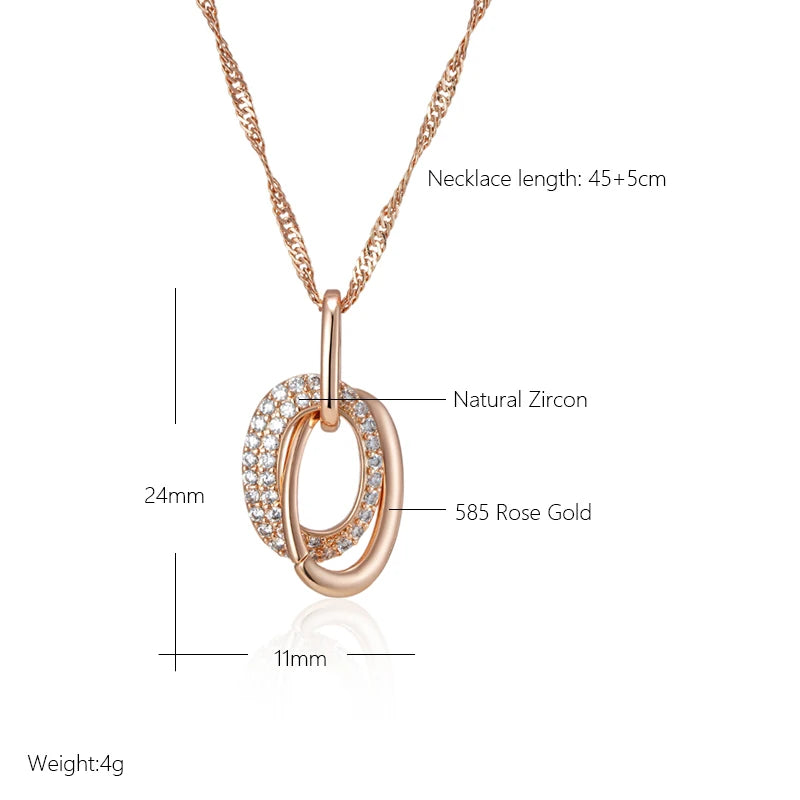 Fashion Double Hoop Zircon Pendant And Necklace