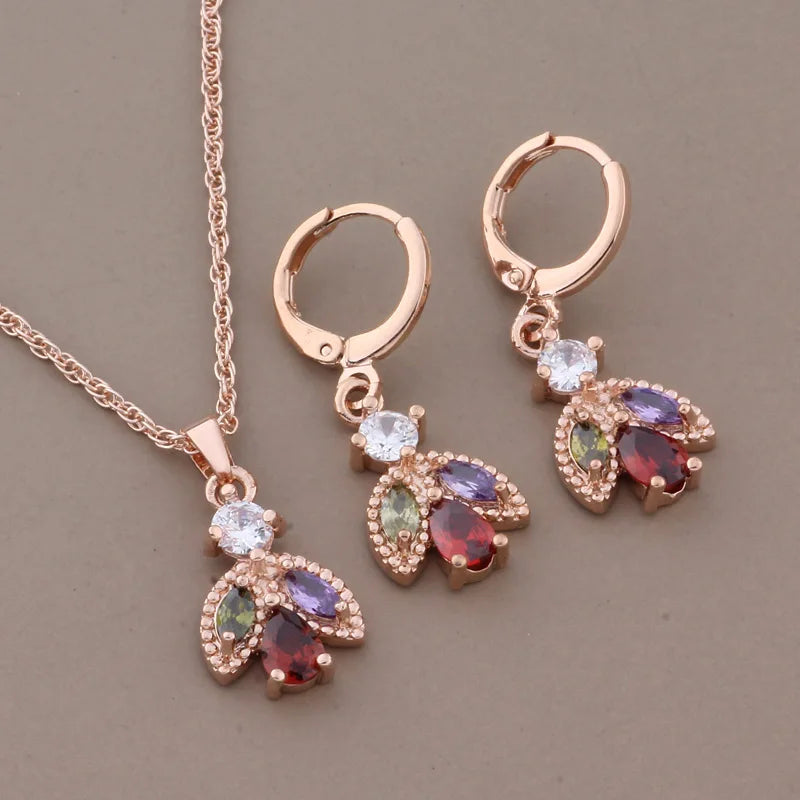 High Quality Rose Gold Color Jewelry Set