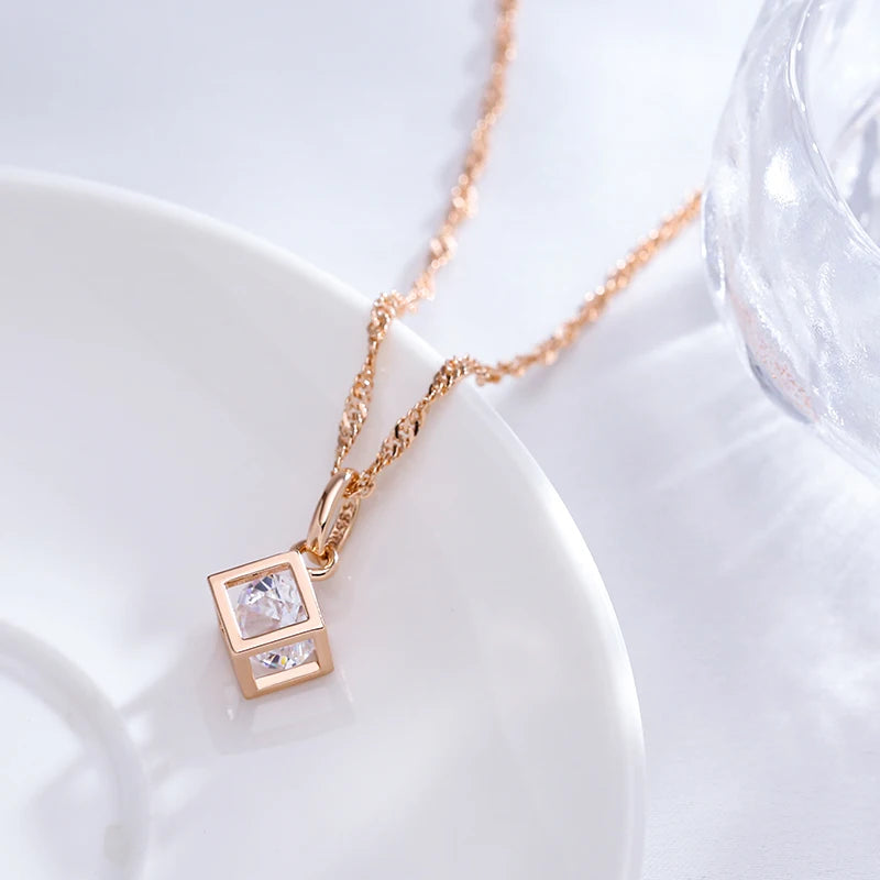 Simple Hollow Square Pendant Necklace