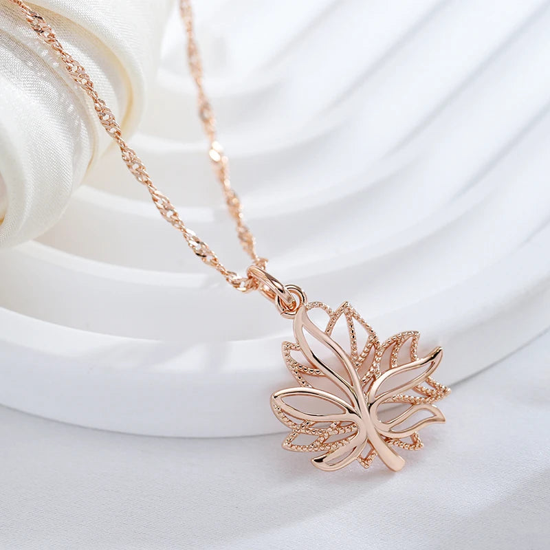 Maple Leaf Pendant 585 Plated Gold Color Fashion  Necklace