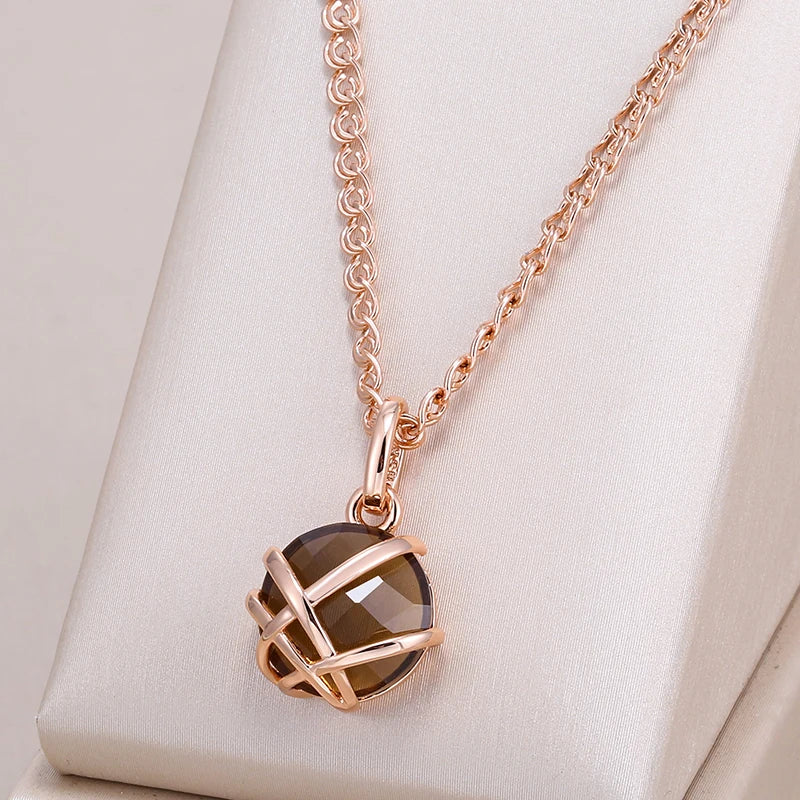 Light Brown Natural Zircon Pendant Necklace