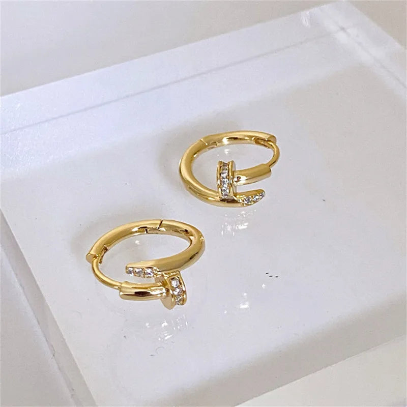 925 Silver Plated Zircon Round Circle Hoop Earring