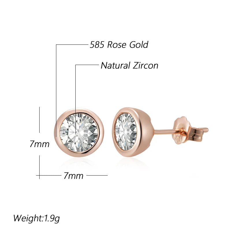 Natural Zircon Stud Earrings