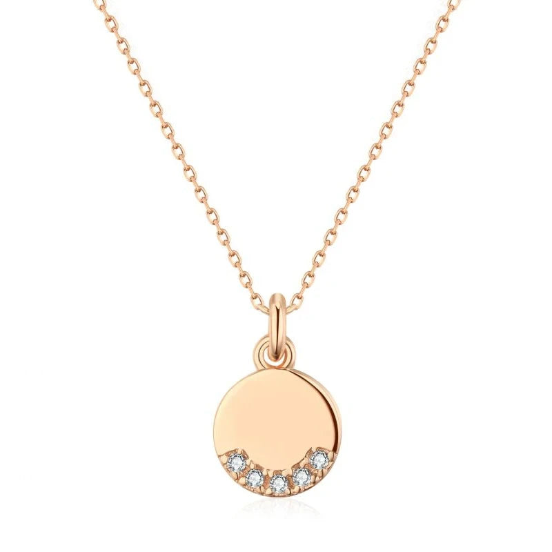 585 Rose Gold Color Round Coin Pendant Necklaces