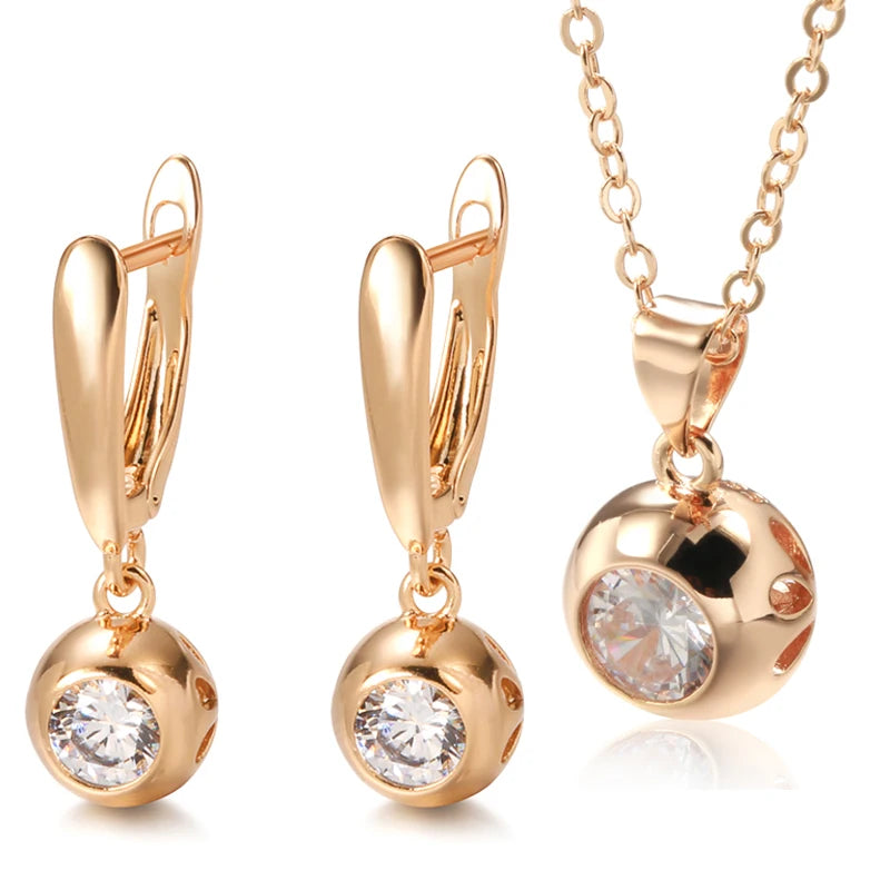 Fashion 585 Rose Gold Color Jewelry Set