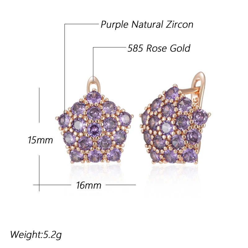 Shiny Purple Natural Zircon Drop Earrings