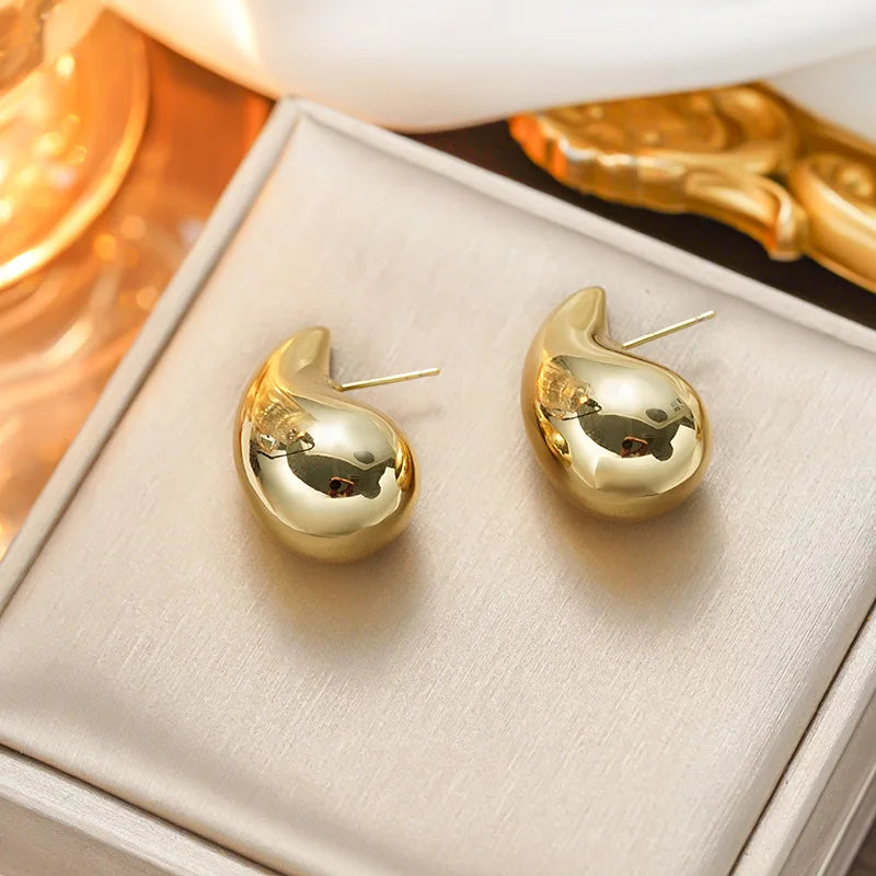 Gold Color Water Drop Stud Earring