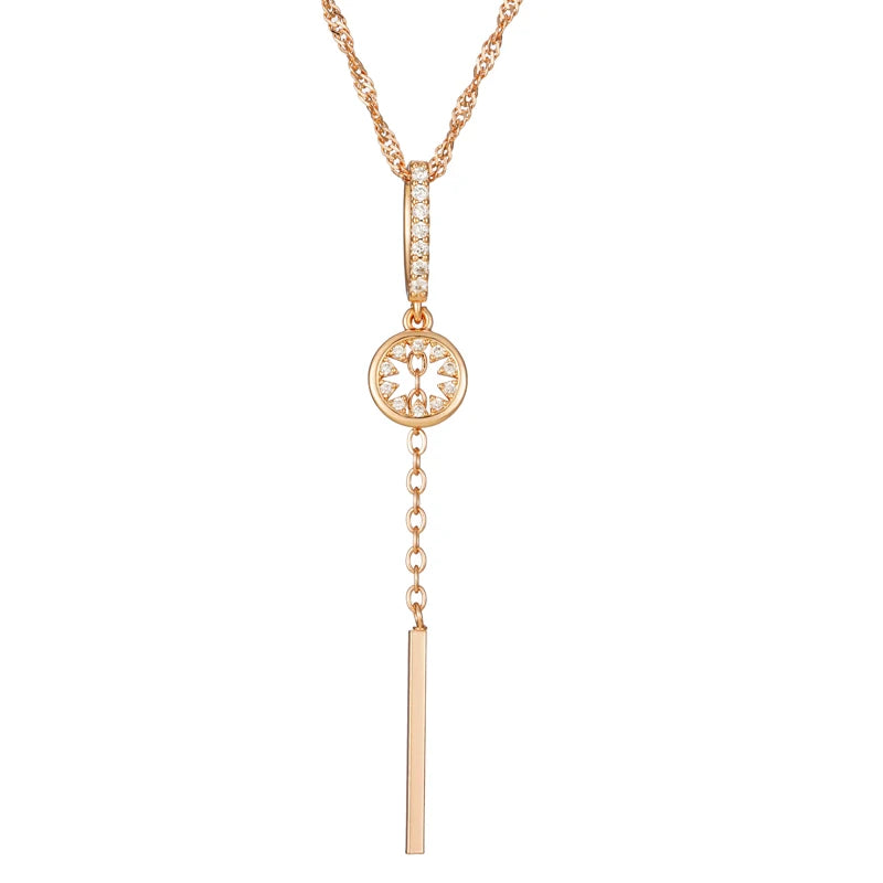 Fashion Tassel Hollow Pendant Natural Zircon 585 Gold Color Necklace