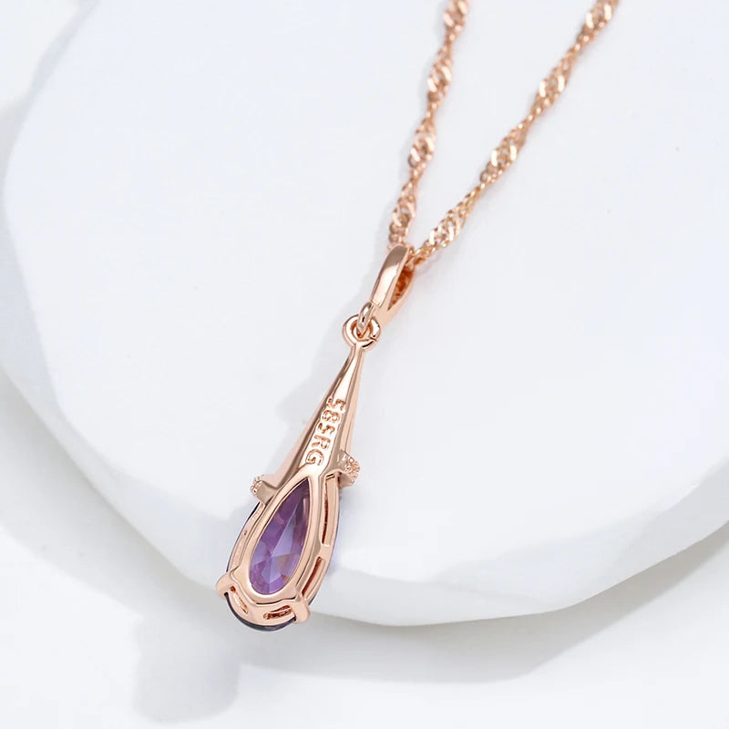 Fashion 585 Rose Gold Color Long Pendant Necklace