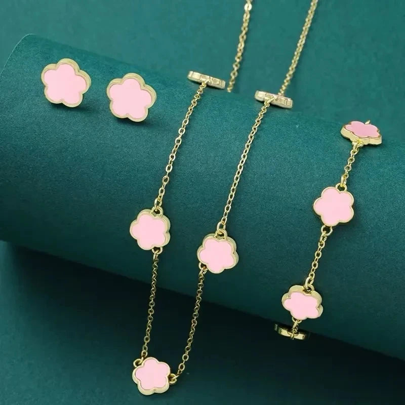 Lucky Five-petal Flower Clover Party Jewelry set