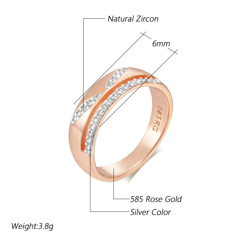 Luxury Shiny Natural Zircon Bridal Wedding Rings