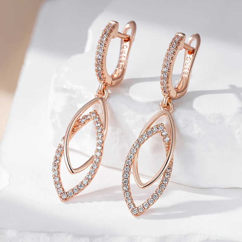 Design Shiny Natural Zircon Women Drop Earrings