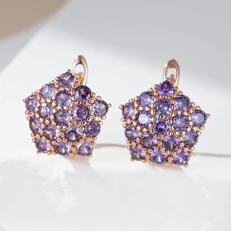 Shiny Purple Natural Zircon Drop Earrings