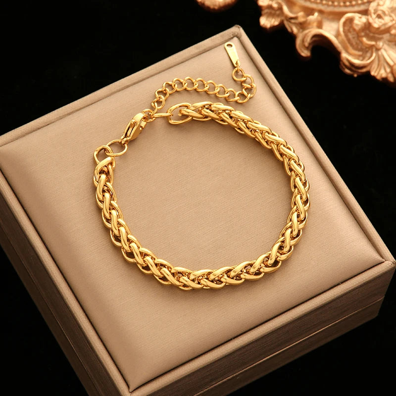 Stainless Steel Chains Neckalces Bracelet Jewelry Set