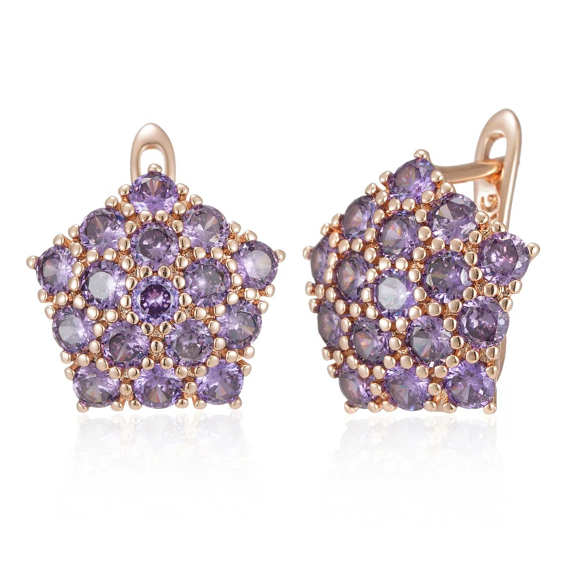 Shiny Purple Natural Zircon Drop Earrings